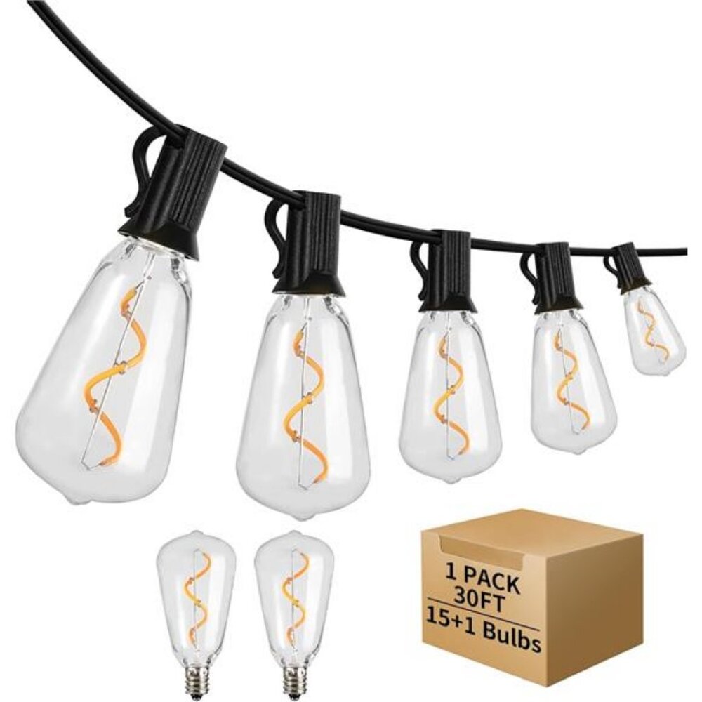 30FT LED Outdoor String Lights Waterproof, LED Globe Outdoor Lights for Patio